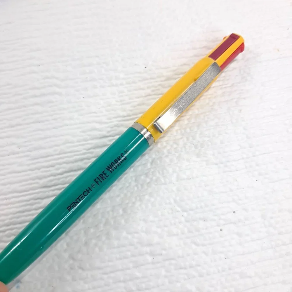 Vintage Pentech‎ Fire Works Pen Multi Colored Retractable Ball Point Fireworks